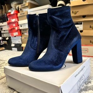 Steve Madden Edit Navy Velvet High Heel Mid-Calf Boots!